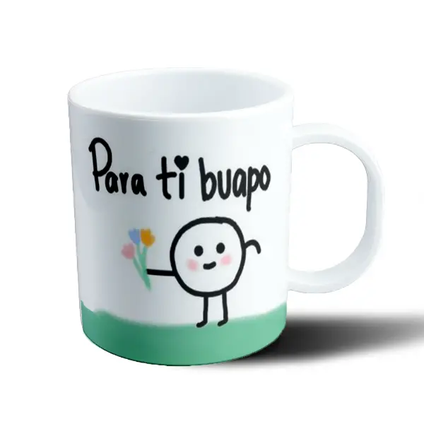 Taza de Plástico Para ti buapo Meme con flores