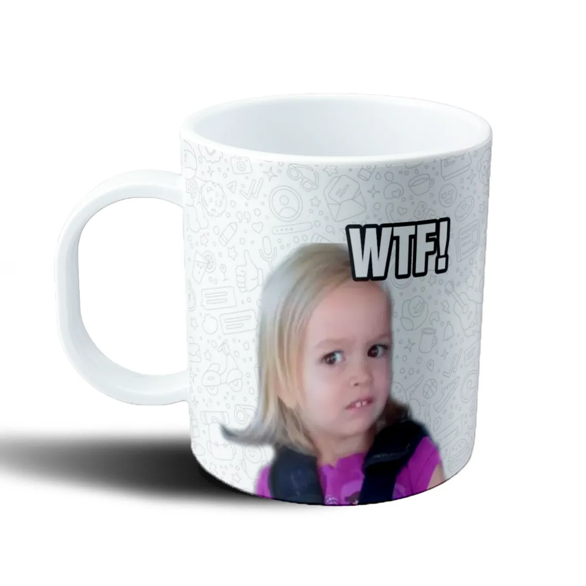 Taza de Plástico Meme WTF Niña Confundida - vista 2