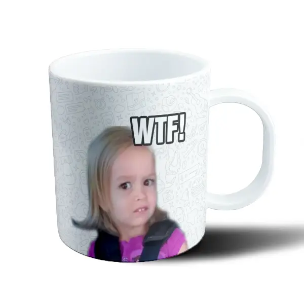 Taza de Plástico Meme WTF Niña Confundida