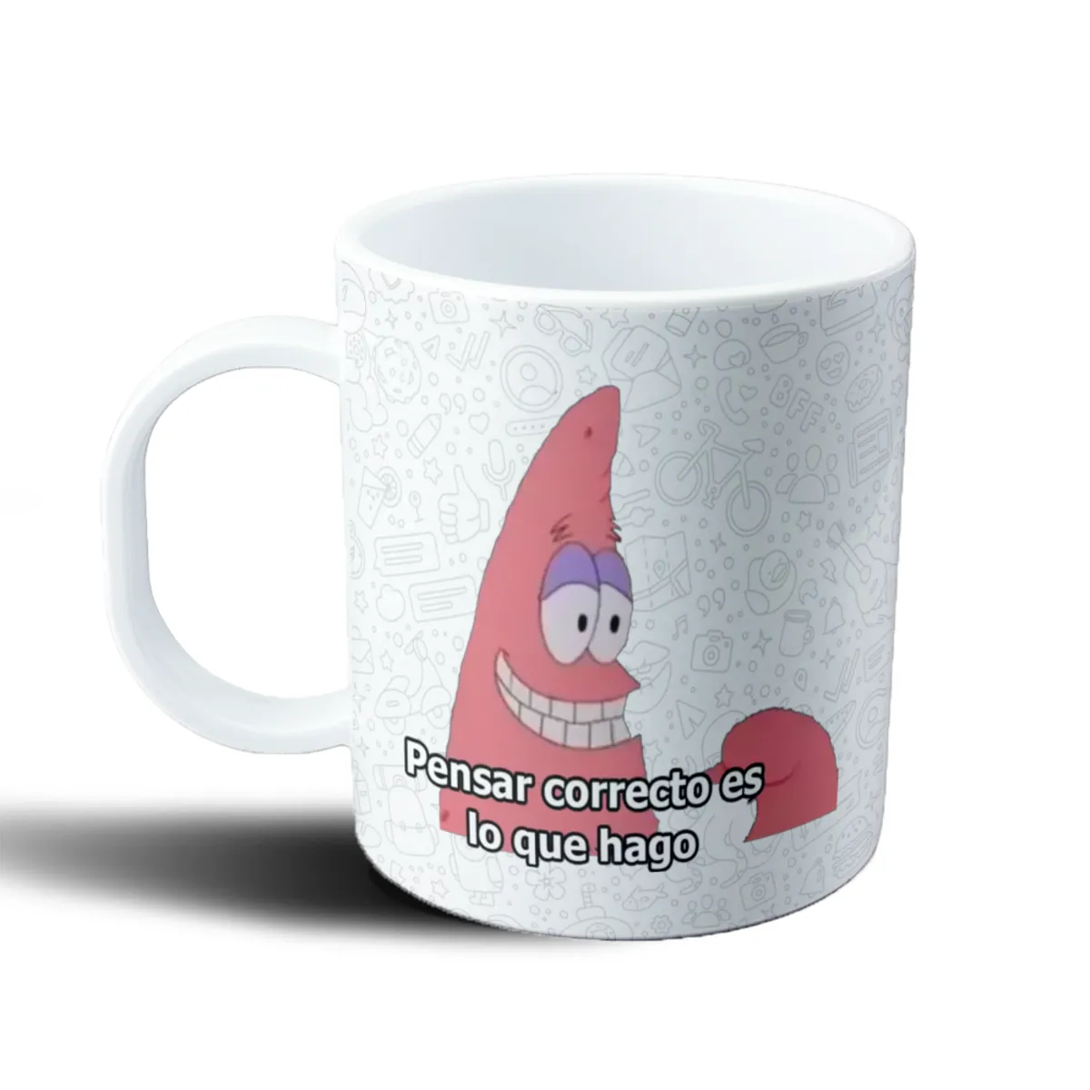 Taza de Plástico Bob Esponja Patrick Pensar correcto es lo que hago - vista 2