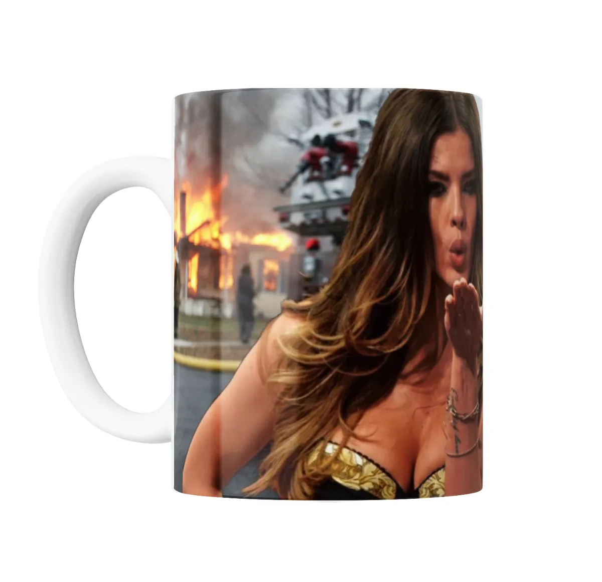 Taza de Cerámica China Suarez Meme Disaster Girl - vista 2