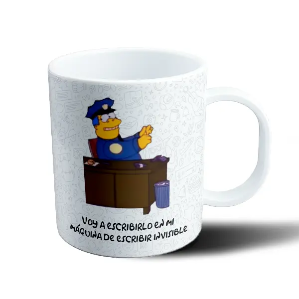 Taza de Plástico Los Simpsons Wiggum Máquina de Escribir Invisible