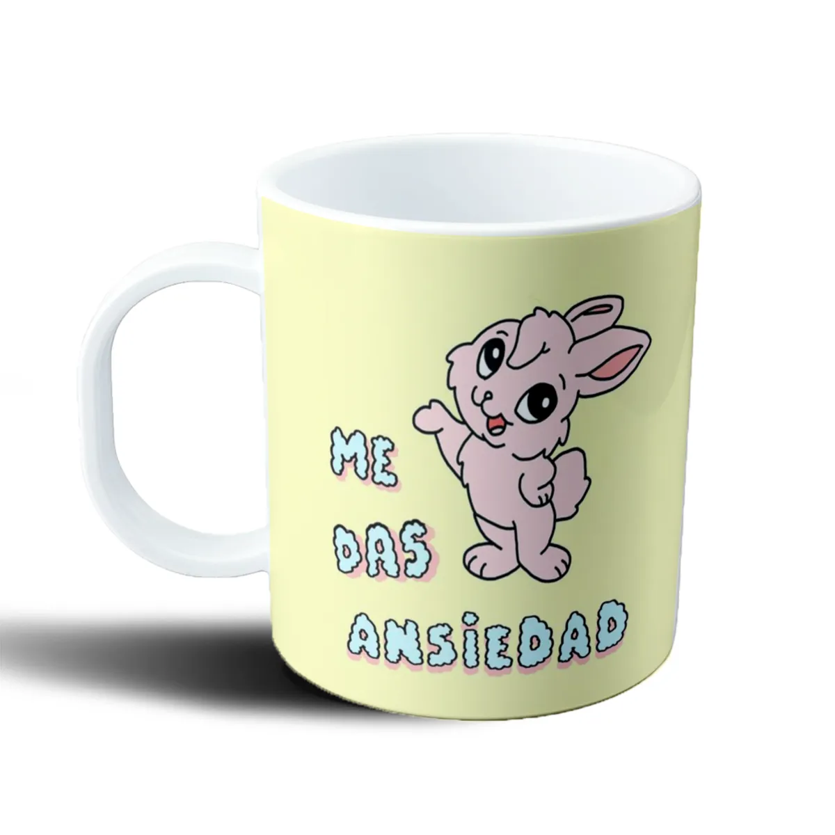 Taza de Plástico Me das ansiedad Conejo Rosa - vista 2
