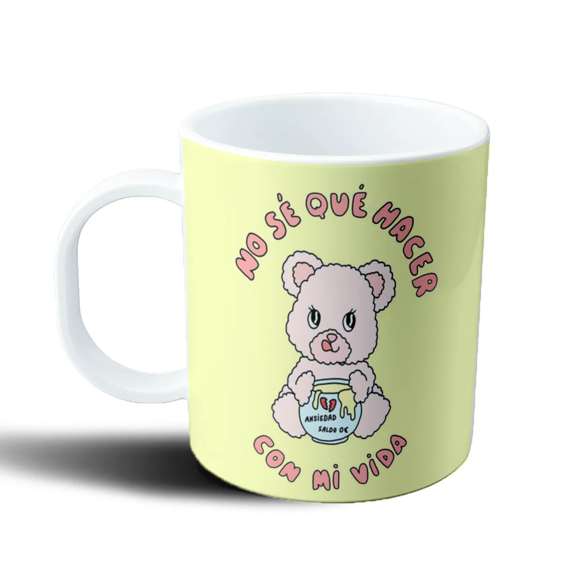 Taza de Plástico Oso Ansiedad No sé qué hacer con mi vida - vista 2