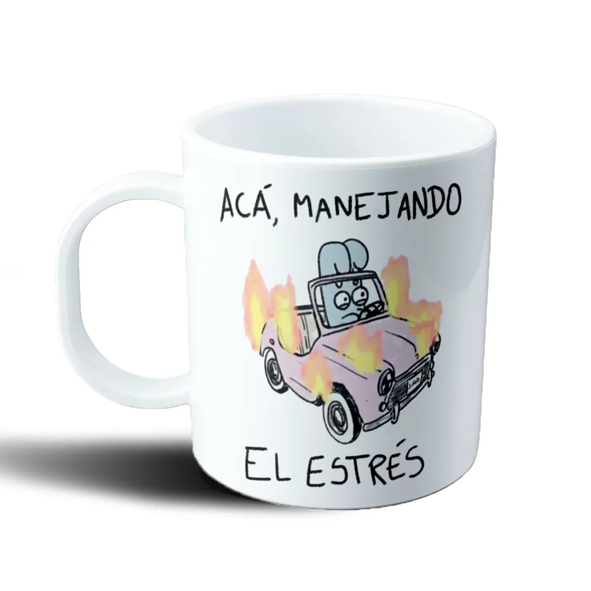 Taza de Plástico Acá manejando el estrés - vista 2