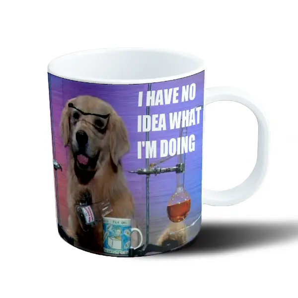 Taza de Plástico Golden Retriever Científico I Have No Idea What I'm Doing
