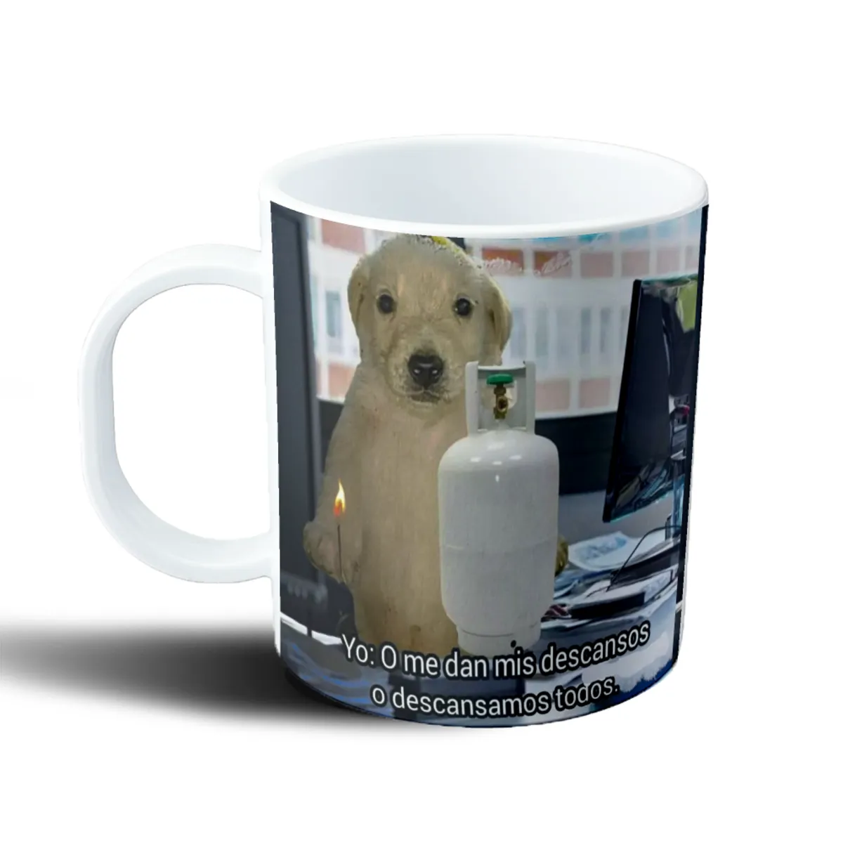 Taza de Plástico Perro Meme Descansos o Descansamos Todos - vista 2