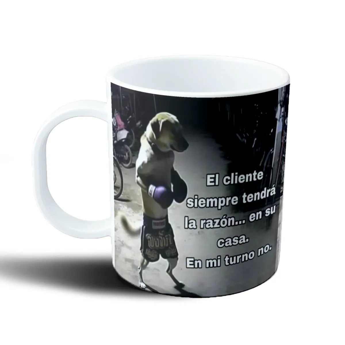 Taza de Plástico Perro Boxeador El cliente siempre tendrá la razón en su casa - vista 2