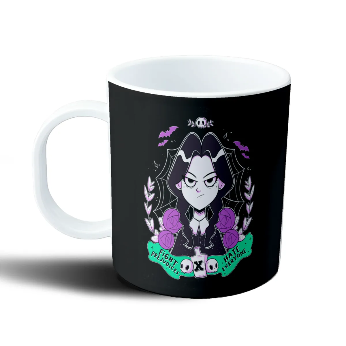 Taza de Plástico Merlina Fight Prejudices Hate Everyone - vista 2