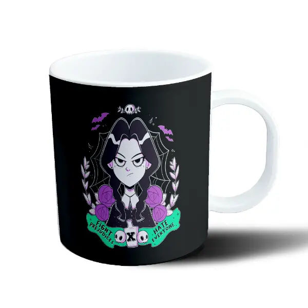 Taza de Plástico Merlina Fight Prejudices Hate Everyone