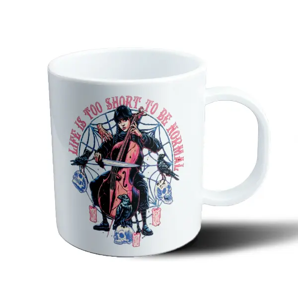 Taza de Plástico Merlina Wednesday Violonchelo Life Is Too Short