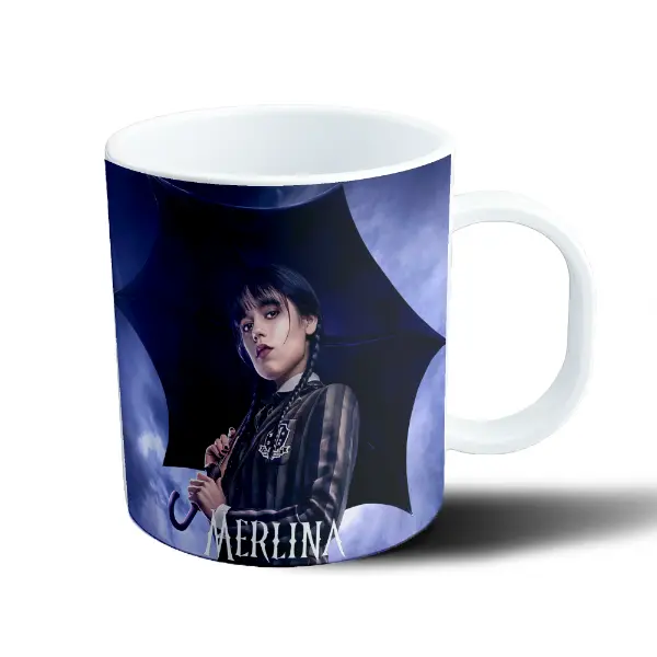 Taza de Plástico Merlina con Paraguas