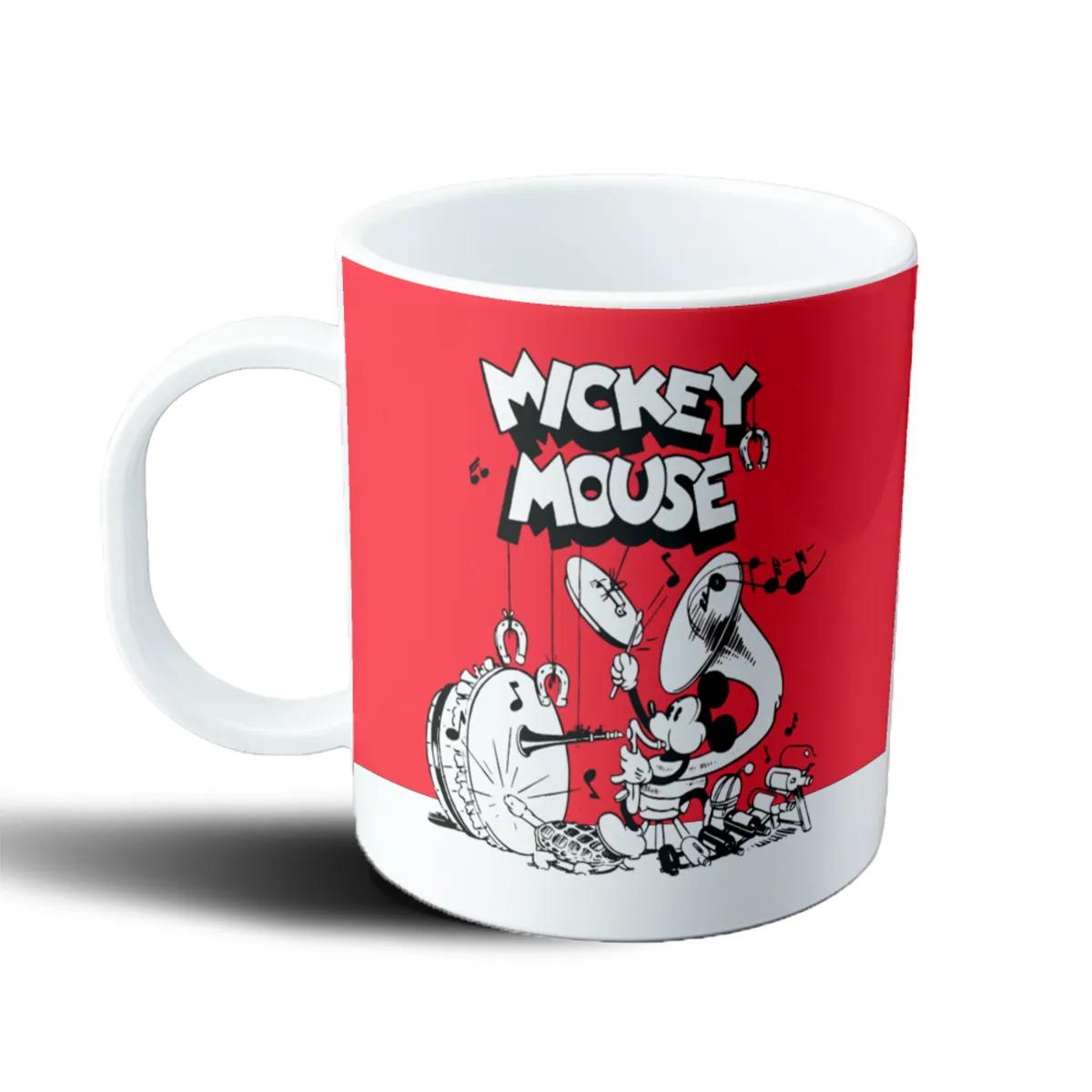 Taza de Plástico Mickey Mouse Orquesta Vintage Blanco y Rojo - vista 2