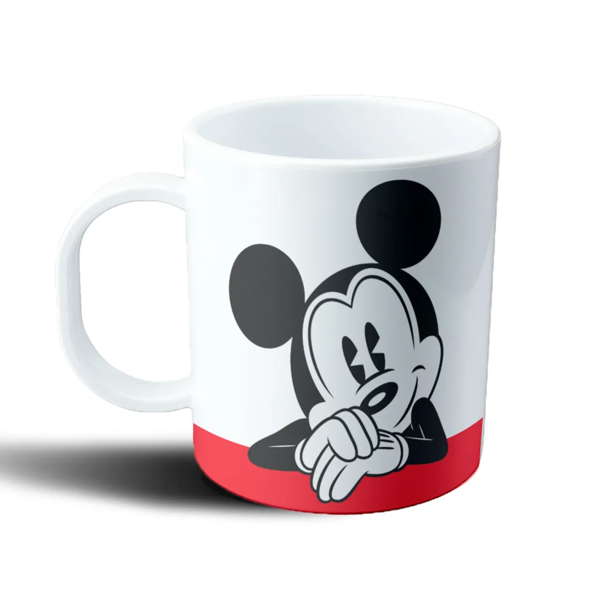 Taza de Plástico Mickey Mouse Pensativo Blanco y Rojo - vista 2