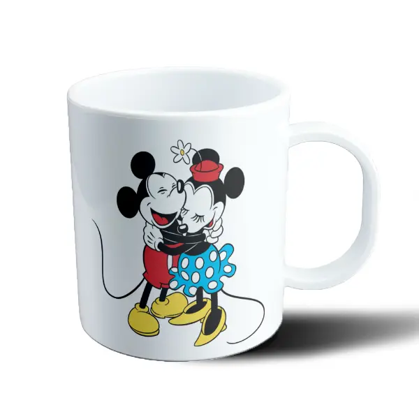 Taza de Plástico Mickey Mouse y Minnie Abrazados Vintage