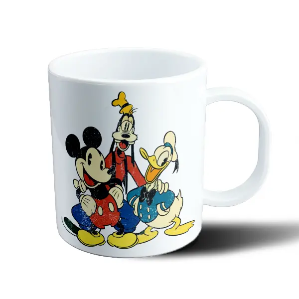 Taza de Plástico Mickey Mouse Goofy y Donald Vintage