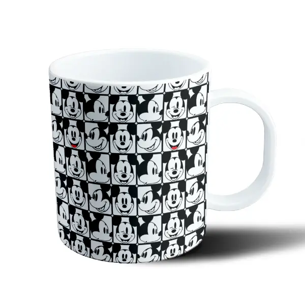 Taza de Plástico Mickey Mouse Patrón Blanco y Negro