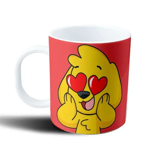 Taza de Plástico Personaje Amarillo Ojos de Corazón