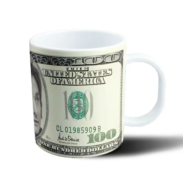 Taza de Plástico Milei Billete de 100 Dólares