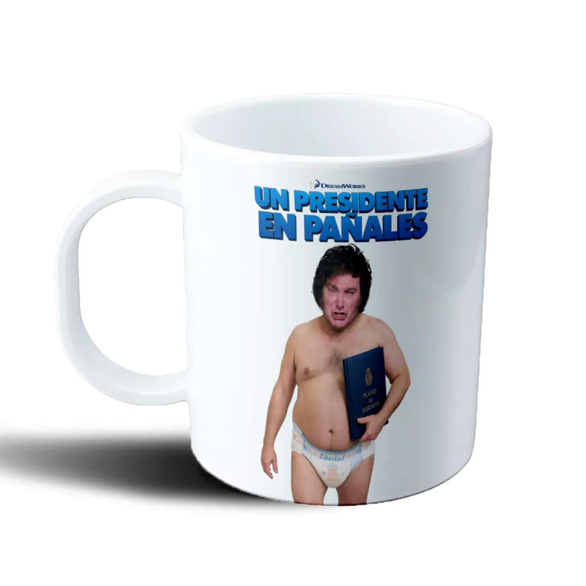 Taza de Plástico Milei pañal Un Presidente en Pañales - vista 2