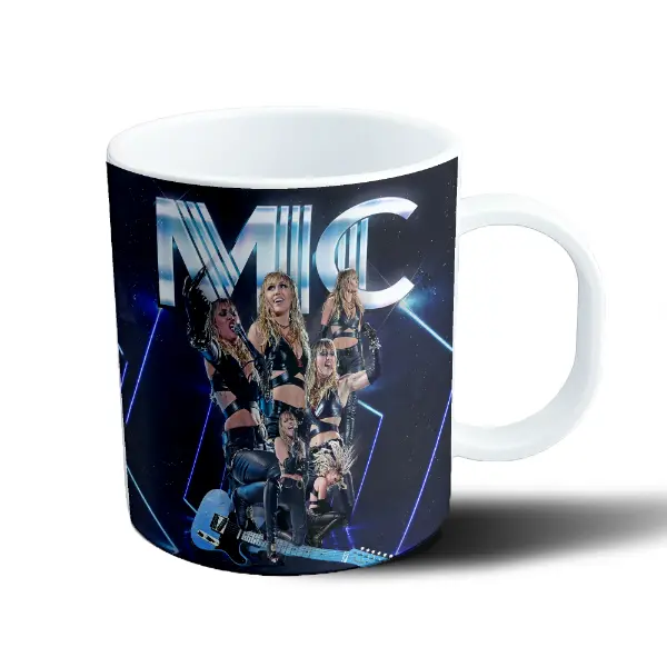 Taza de Plástico Miley Cyrus Mic Rockera Cuero Guitarra