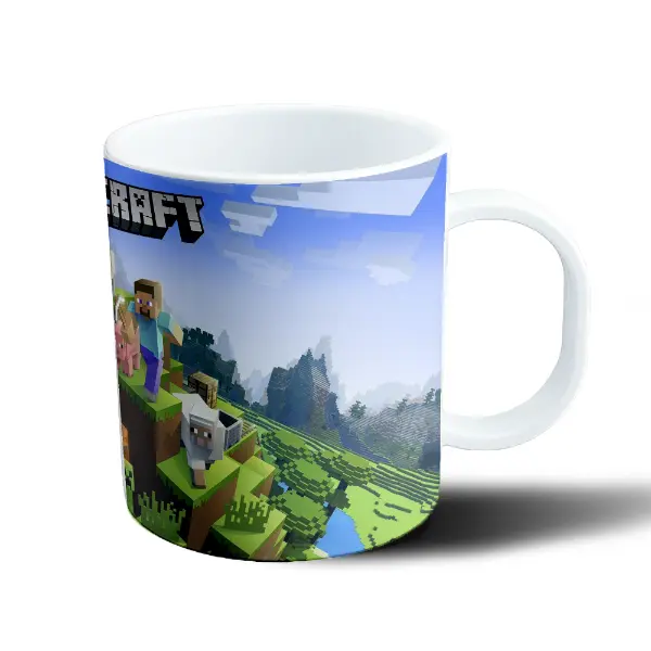 Taza de Plástico Minecraft Alex Steve y Mobs