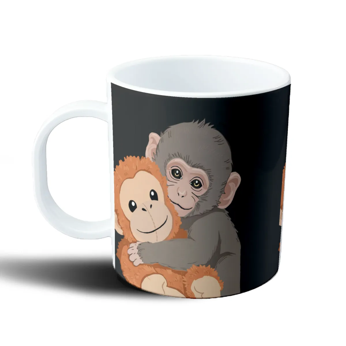 Taza de Plástico Monos Bebé Abrazando Peluche - vista 2