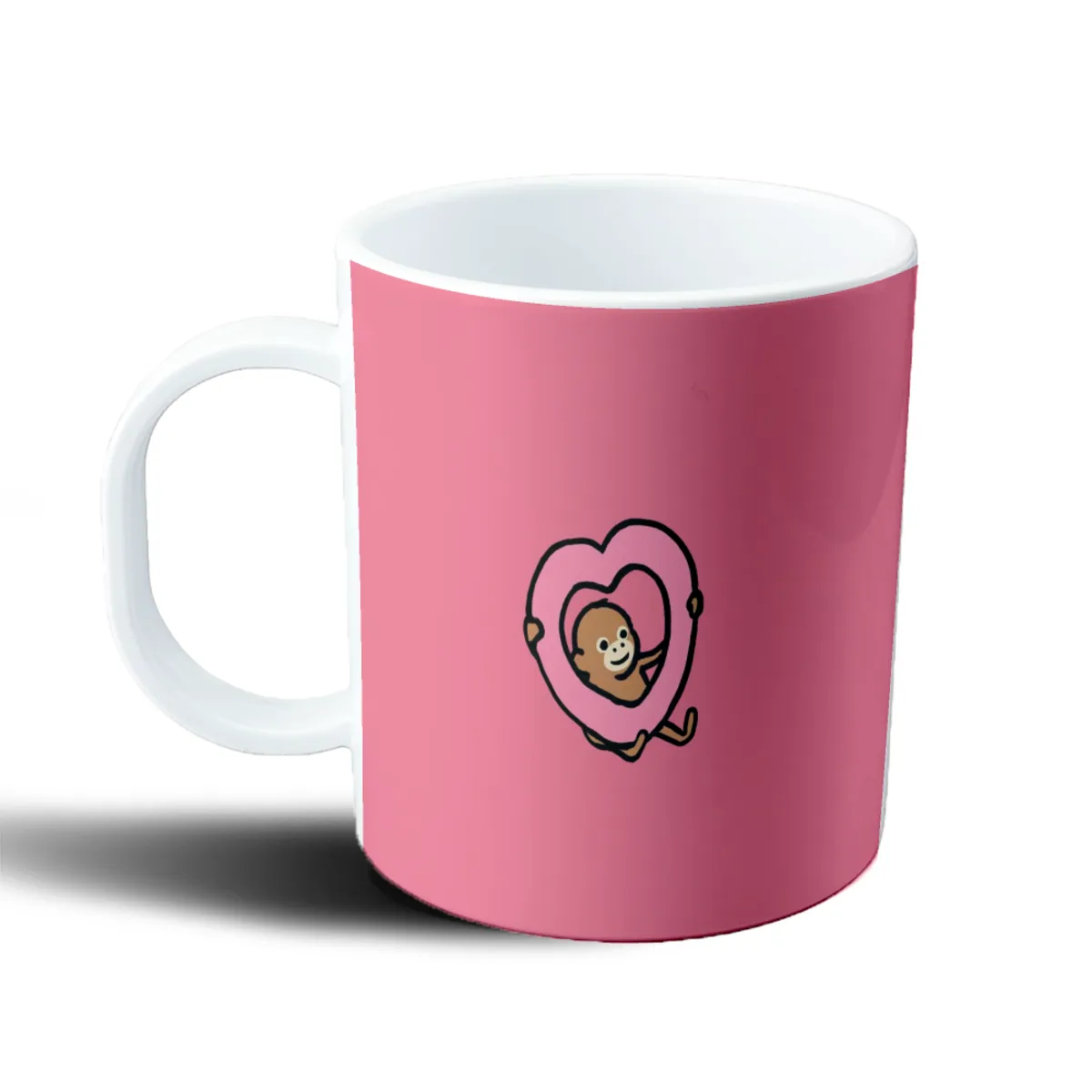 Taza de Plástico Monos Monito Corazón Rosa - vista 2