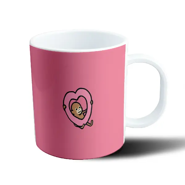 Taza de Plástico Monos Monito Corazón Rosa