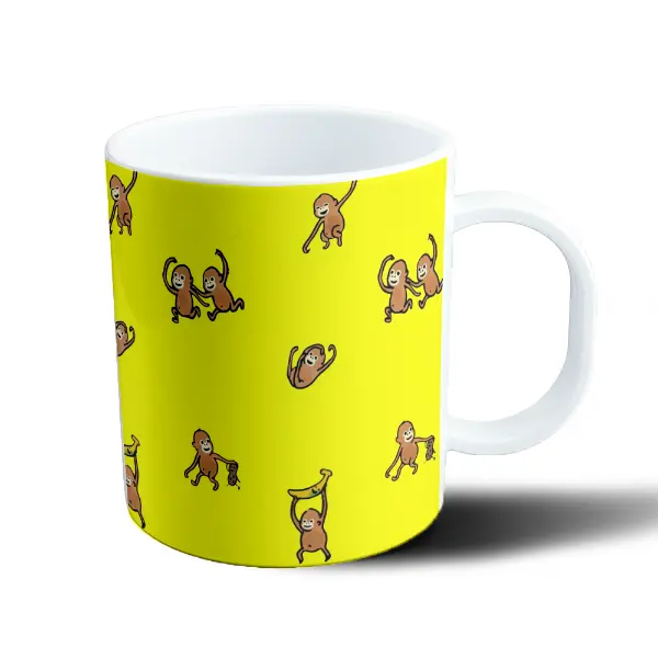 Taza de Plástico Monos Monitos Estampado Amarillo