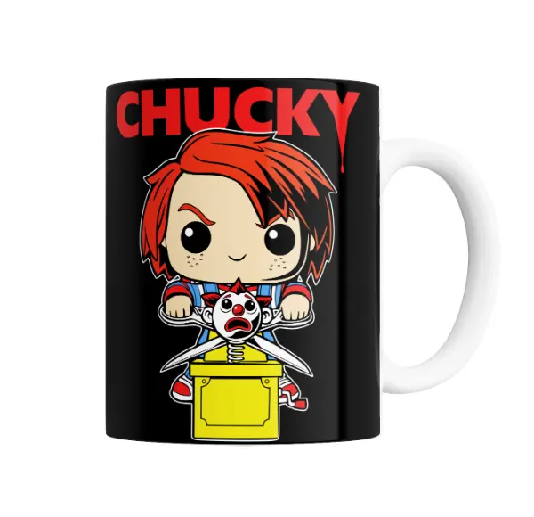 Taza de Cerámica Chucky Chibi Muñeco Diabólico Caja Sorpresa