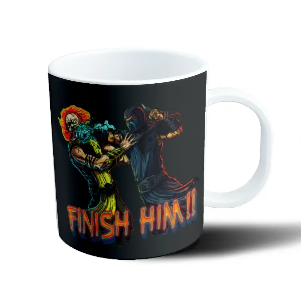 Taza de Plástico Mortal Kombat Scorpion vs Sub-Zero Finish Him