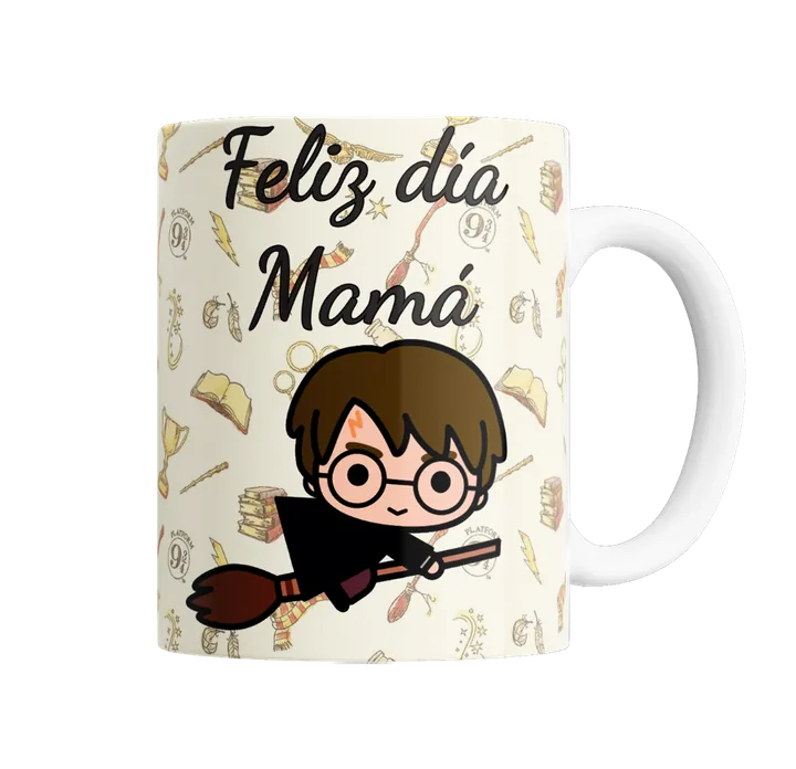 Taza Feliz día Mamá, diseño de Harry Potter